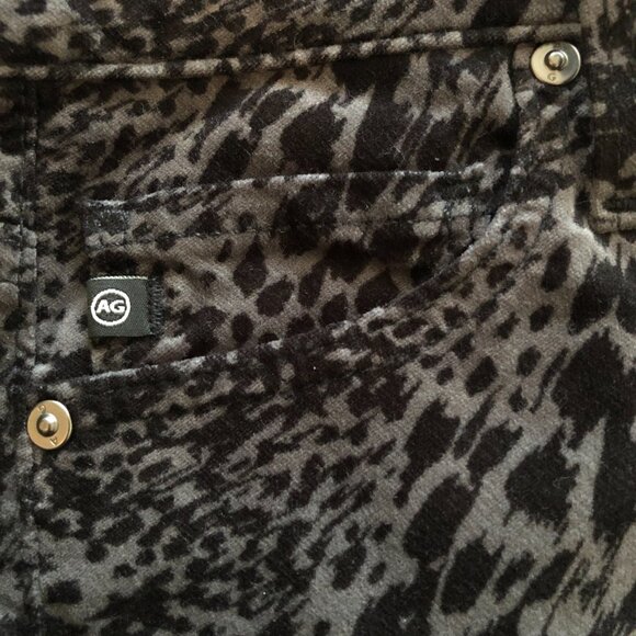 AG FARRAH SKINNY ANKLE HIGH RISE GREY BLACK LEOPARD STRETCH VELVET 25 NWOT - Picture 9 of 13